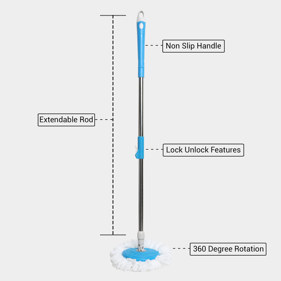 Stainless Steel Spin Mop Stick With Microfiber Refill, , large image number null