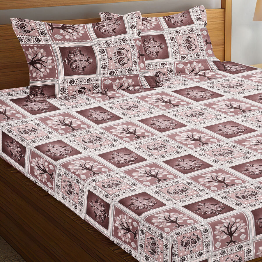 120 GSM Brown Polyester Double Bedsheet, , large image number null