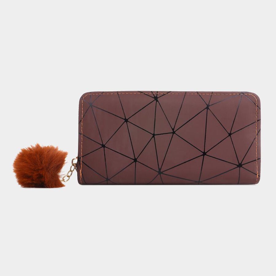 Women's Brown Polyurethane Long Wallet, , large image number null