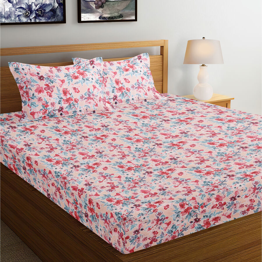 120 GSM Pink Polyester Double Bedsheet, , large image number null