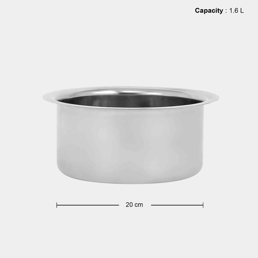 स्टेनलेस स्टील टोप (पतीला) - 20 cm (1.6 लीटर), , large image number null