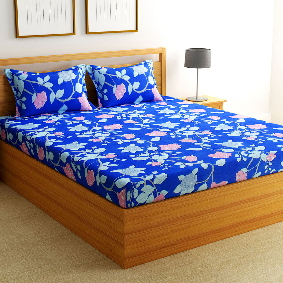 Printed Double Bedsheet with 2 Pillow Covers, , large image number null