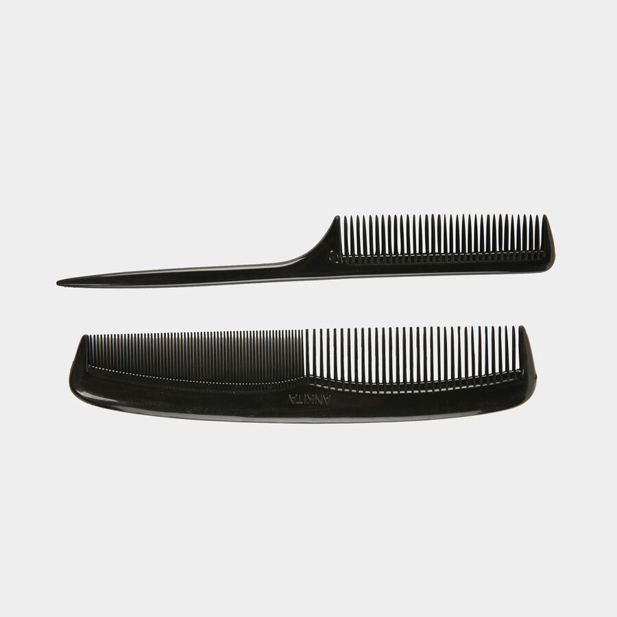 Plastic Hair Comb, Set of 2 - Colour/Design May Vary, , large image number null