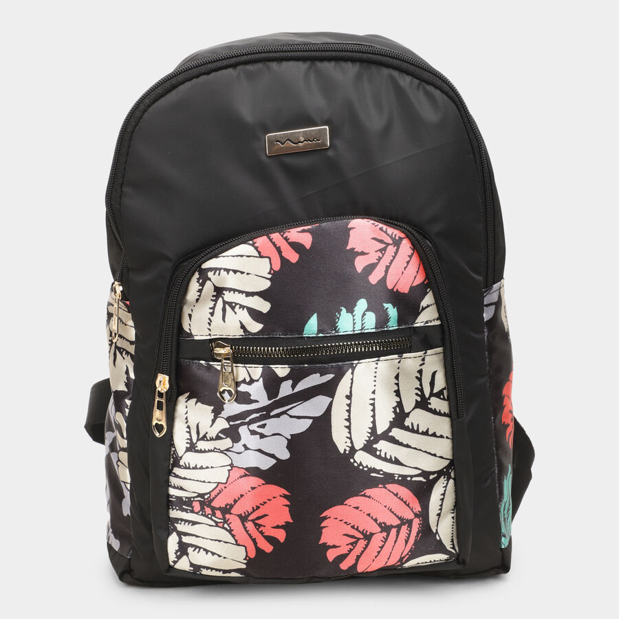Women's Black Fabric Backpack, , large image number null