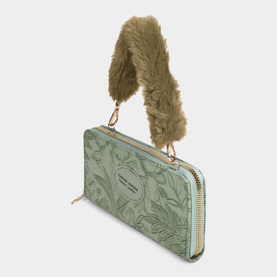 Women's Green PolyurethaneLong Wallet, , large