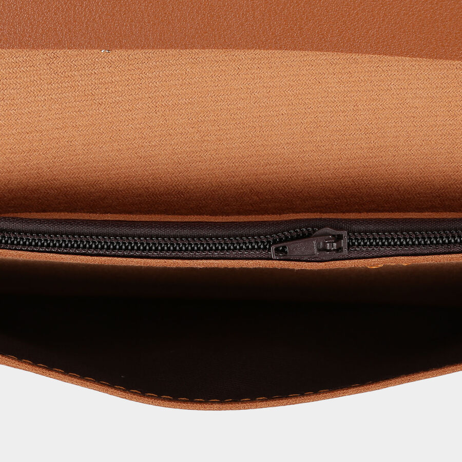 Women's Tan Polyurethane Hand Pouch, , large image number null