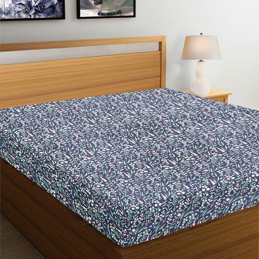 120 GSM Blue Microfiber Double Bedsheet, , large image number null