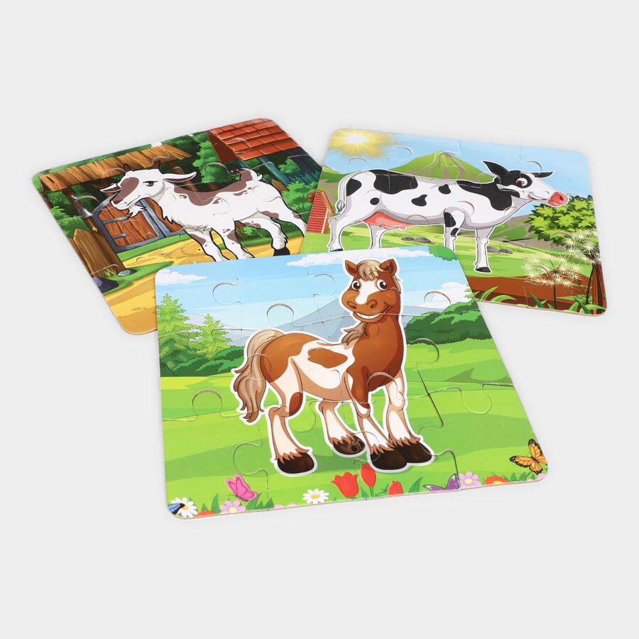 Domestic Animals Jigsaw Puzzleset of 3, , large image number null