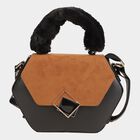 Women's Black Polyurethane Handbag, , small