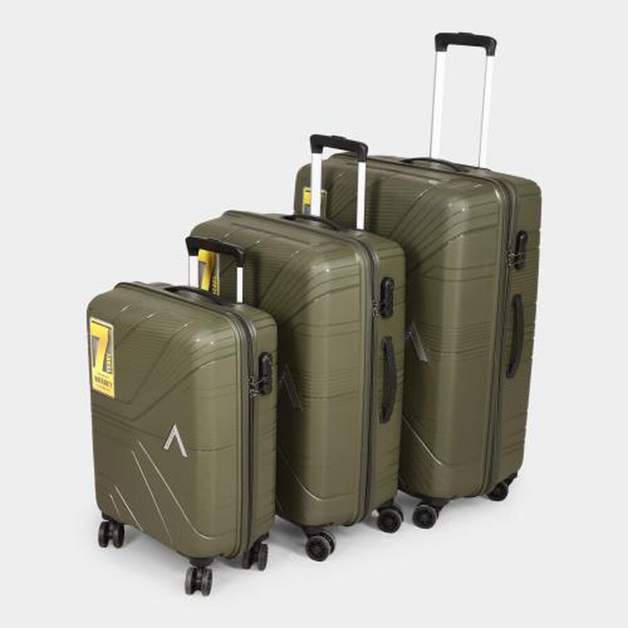 8-Wheel Green Polypropylene Hard Case Trolley, Small + Medium + Large, , large image number null