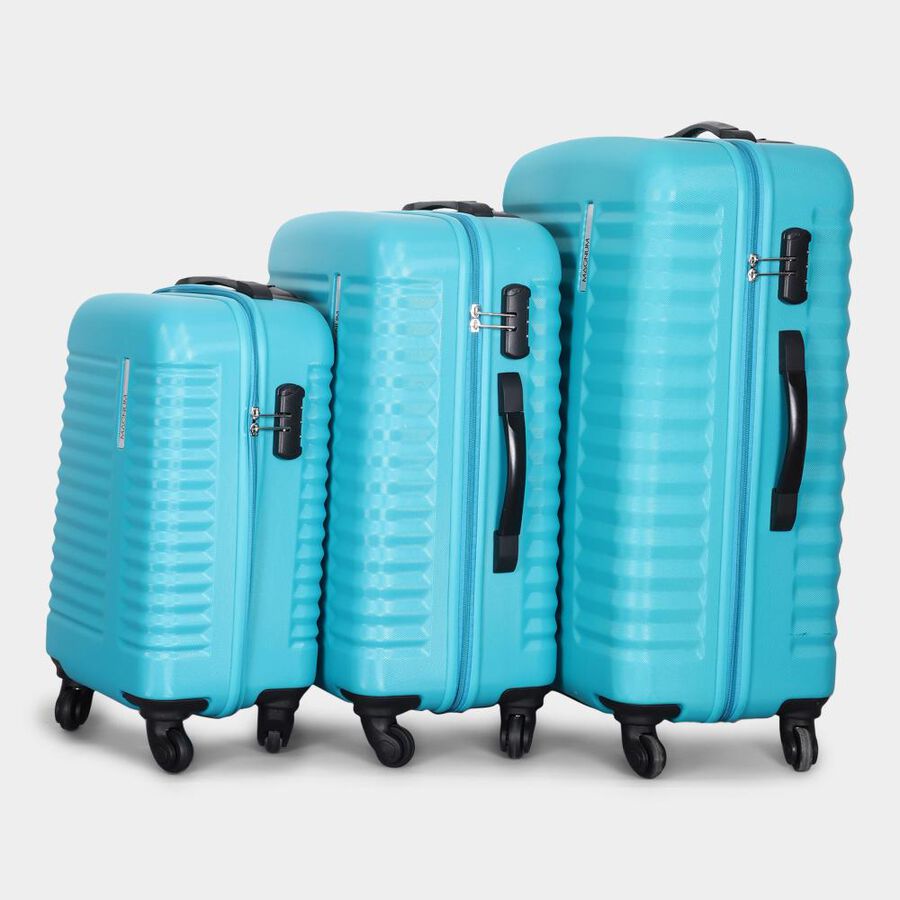 4-Wheel Light Blue Polypropylene Hard Case Trolley, Small + Medium + Large, , large image number null
