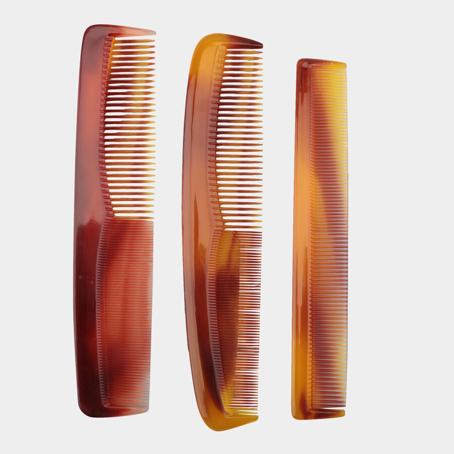 Plastic Hair Comb, Set of 3 - Colour/Design May Vary, , large image number null