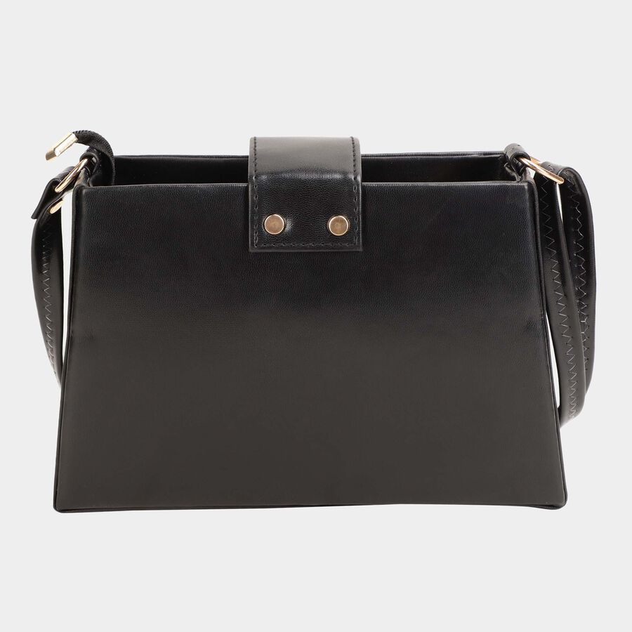 Women's Black Polyurethane Handbag, , large image number null