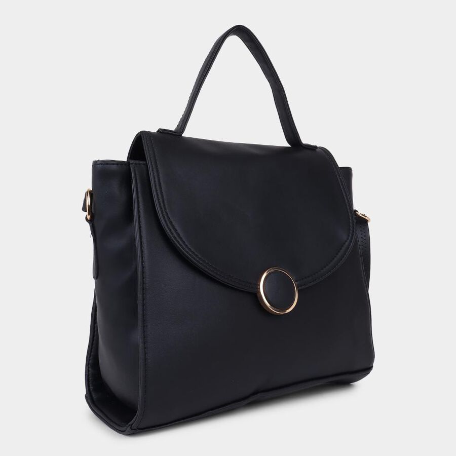 Women's Black Polyurethane Hand Bag, , large image number null