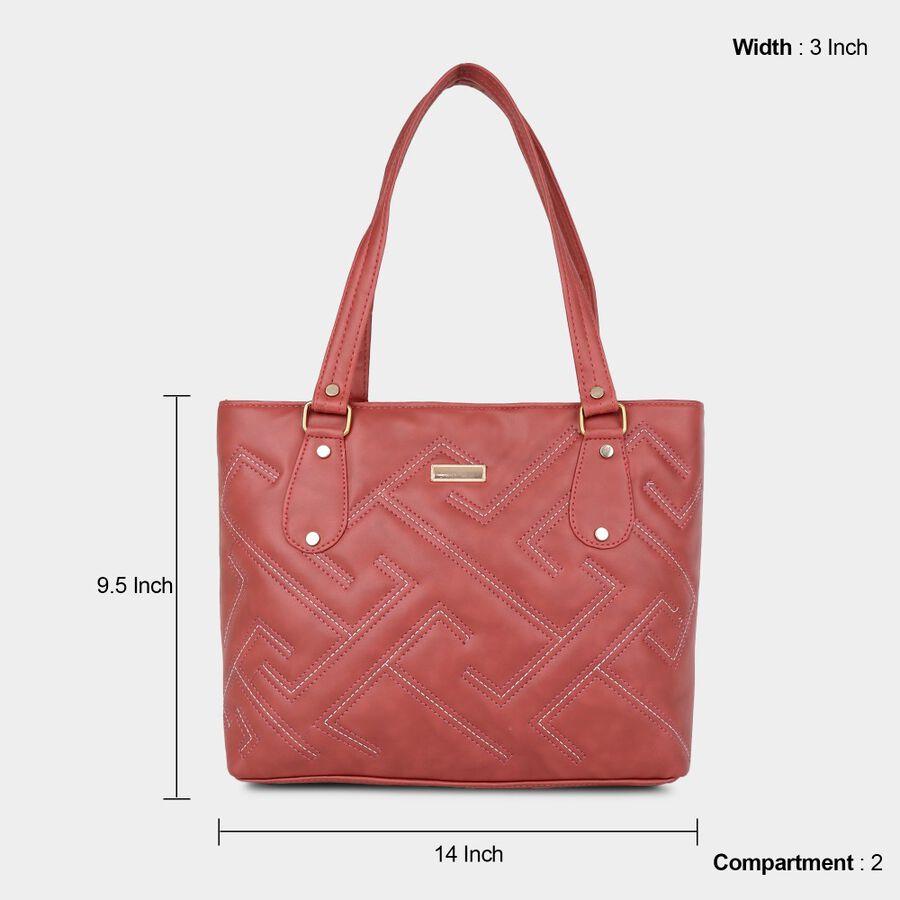 Women's Maroon Polyurethane Tote Bag, , large image number null