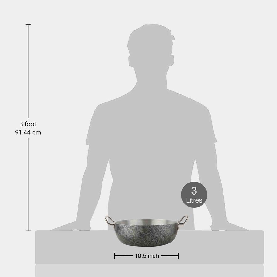 3 L Aluminum Kadhai, Induction Compatible, , large image number null