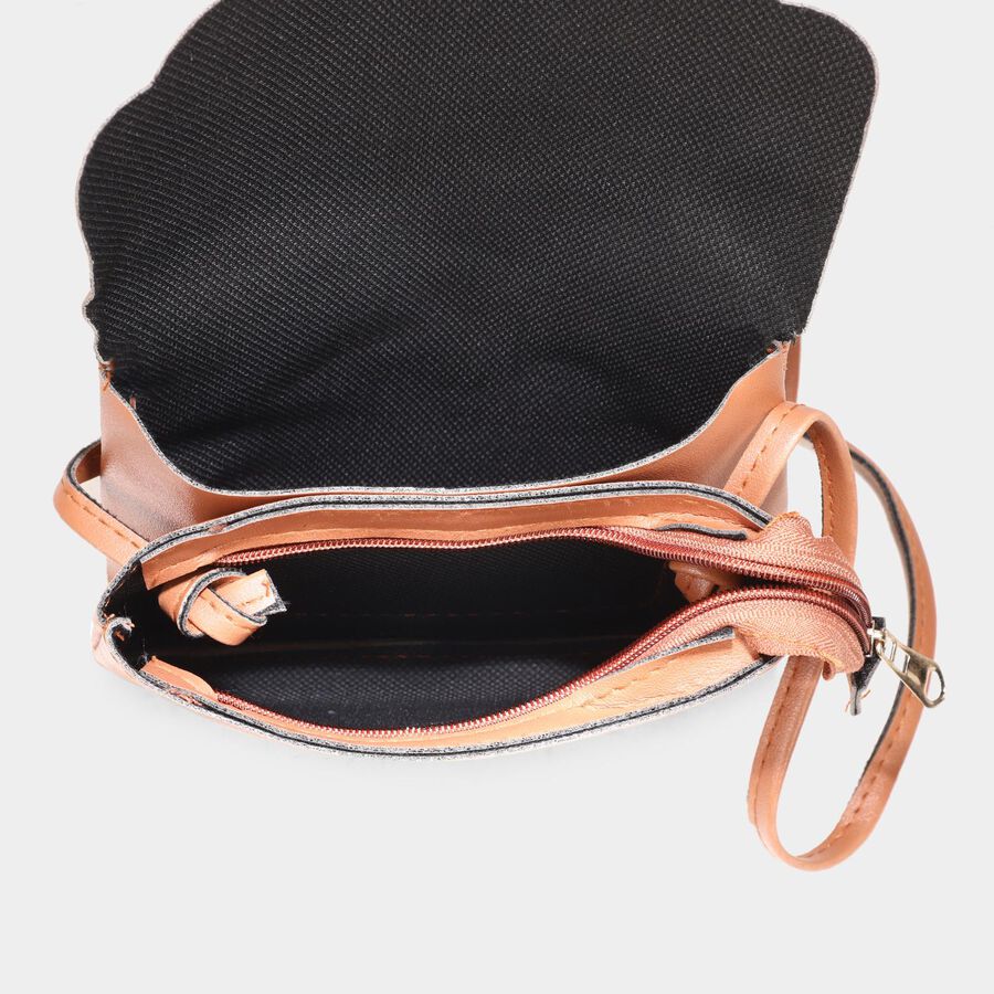 Women's Tan Polyurethane Sling Bag, , large image number null