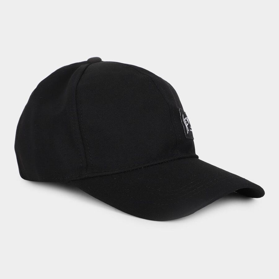 Men's Black Fabric Cap, , large
