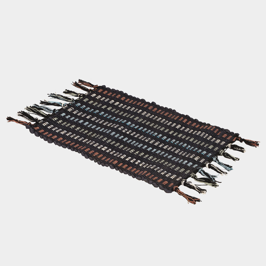Black Polyester Cotton Door Mat, , large