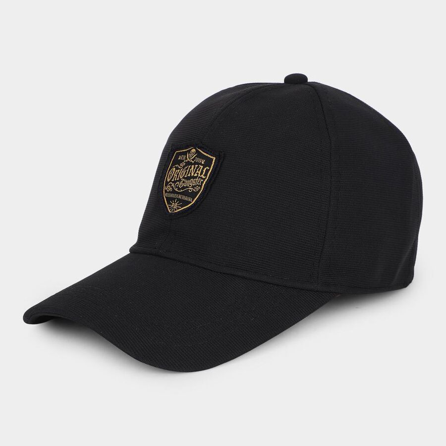 Men's Black Fabric Cap, , large