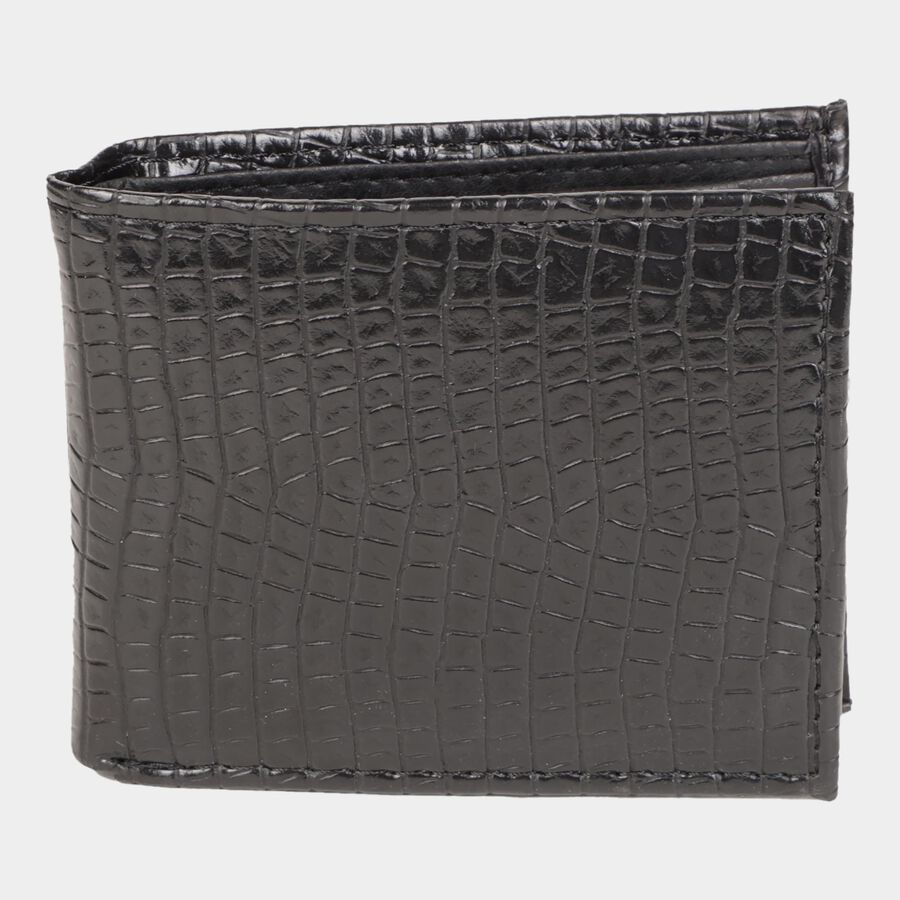 Men's Black Polyurethane Wallet, , large