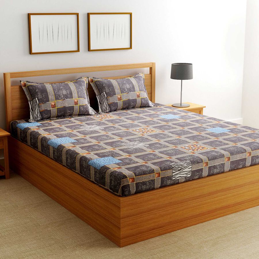 120 GSM Microfiber Double Bedsheet With 2 Pillow Covers, , large image number null
