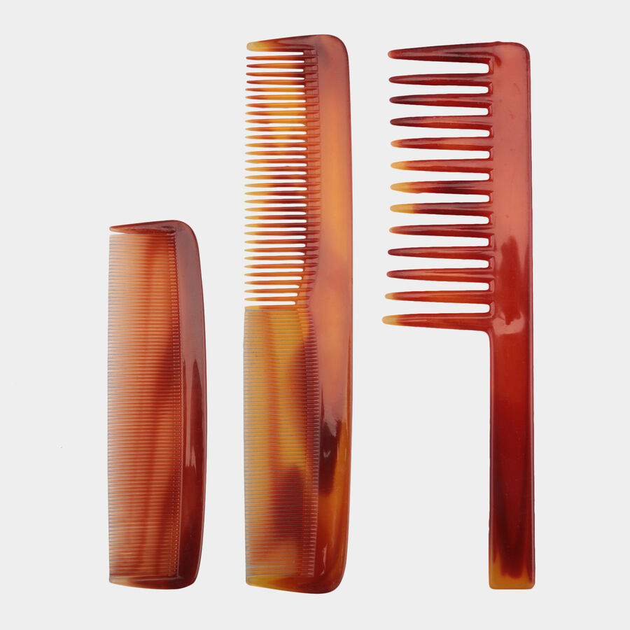 Plastic Hair Comb, Set of 3 - Colour/Design May Vary, , large image number null
