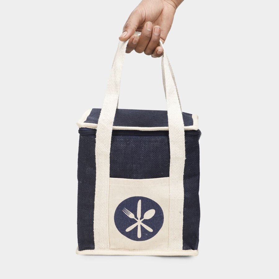 Dark Blue Jute Lunch Bag, , large image number null
