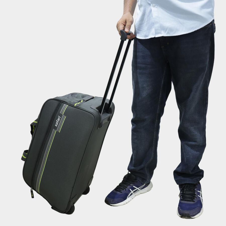2 Wheels Dark Grey Polyester Duffle Trolley,Small , , large