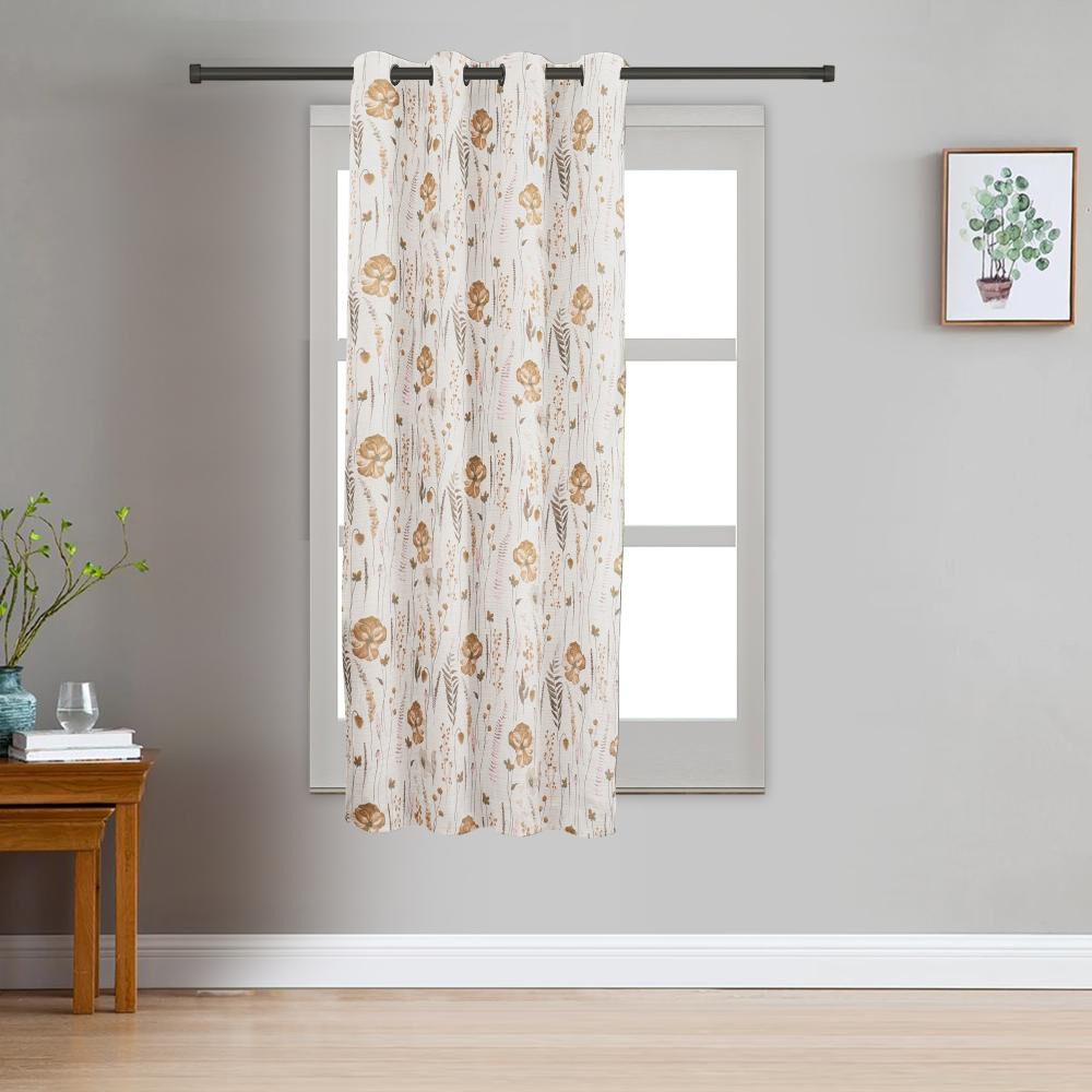 Home Beautiful                         5ft. Beige Printed Eyelet Curtains