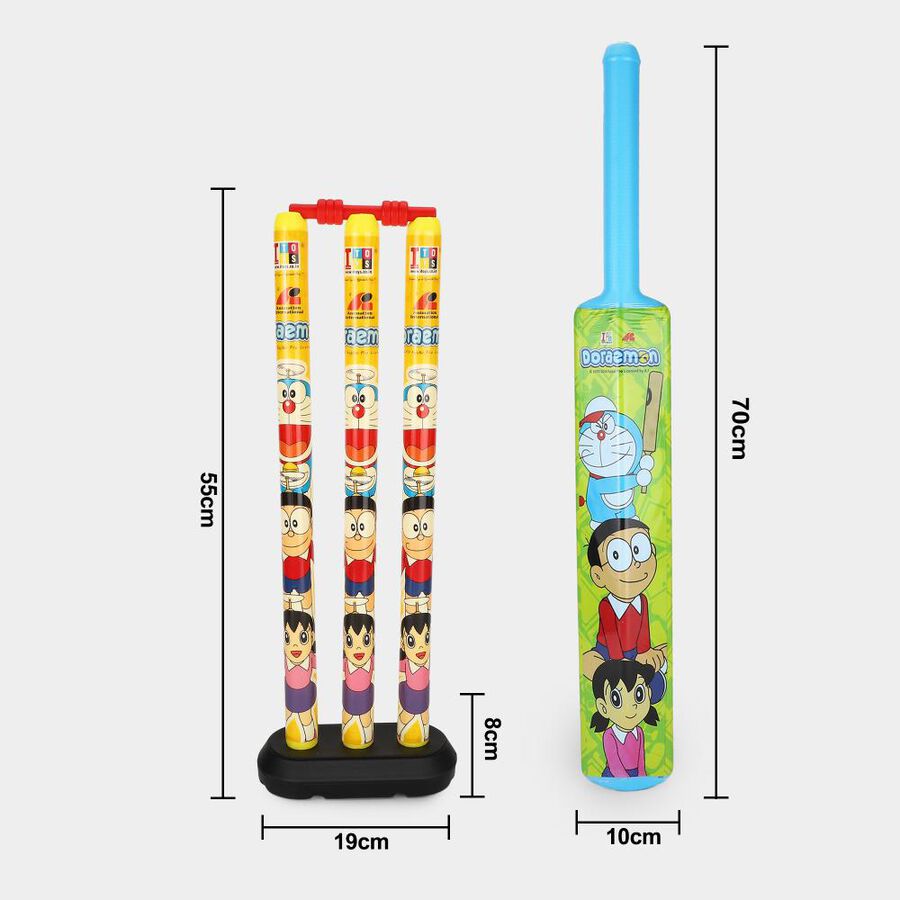 Kid's Doraemon Plastic Plast Cricket Set, , large