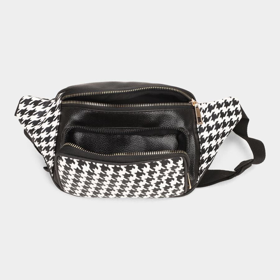 Women's Black Polyurethane Waist Pouch, , large image number null