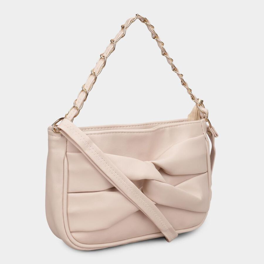 Women's Beige Polyurethane Handbag, , large image number null