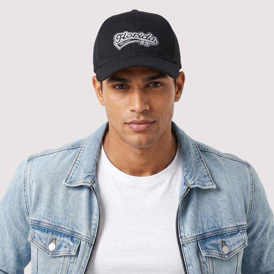Black Men's Cotton Cap, , large