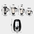Mixer Grinder 1000W 4 Jar, Heavy duty 100% Copper motor, Blending Jar with Fruit filter, , small