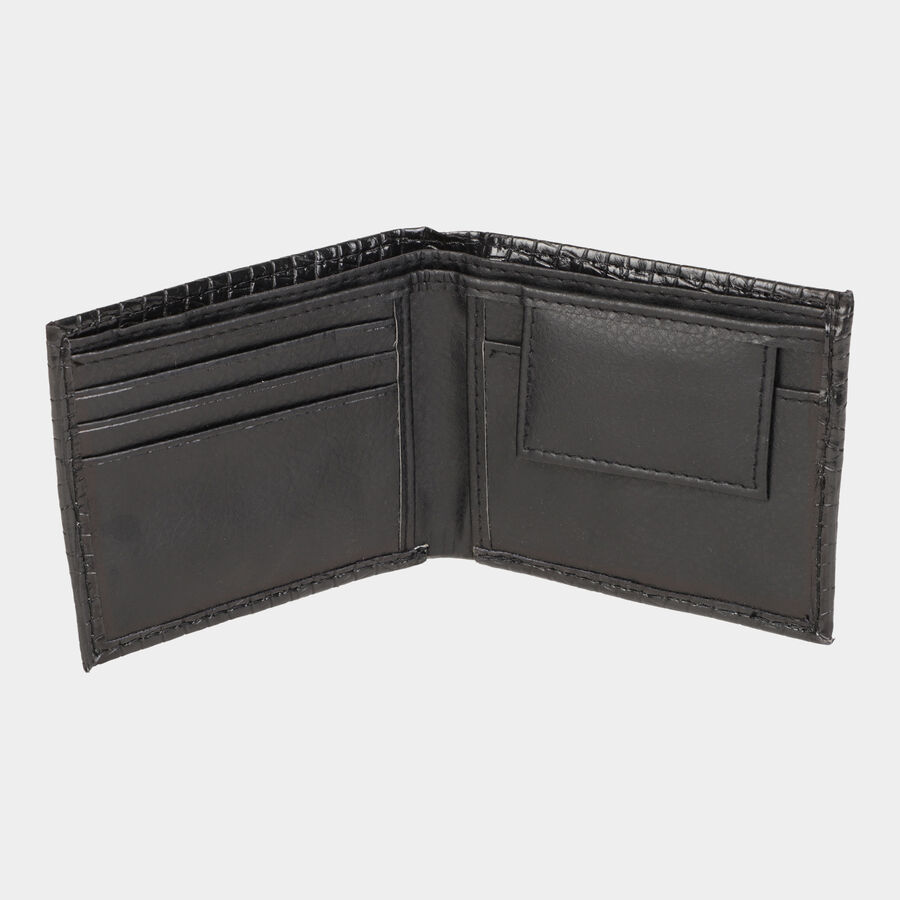 Men's Black Polyurethane Wallet, , large