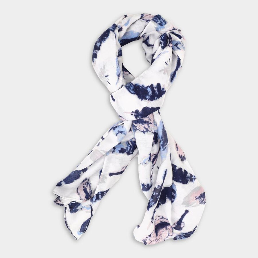Women's White Viscose Scarf, , large image number null