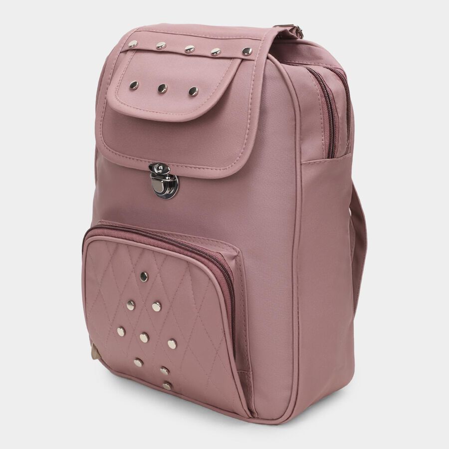 Women Peach Polyurethane Backpack, , large image number null