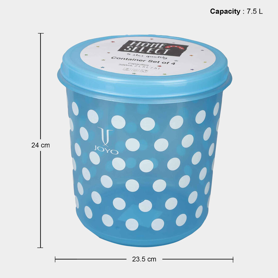 Air-Tight Plastic Container, Set of 4 - 500 ml | 2 L | 5 L | 7.5 L, , large image number null