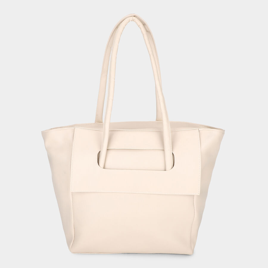 Women's Beige PU Hand Bag , , large