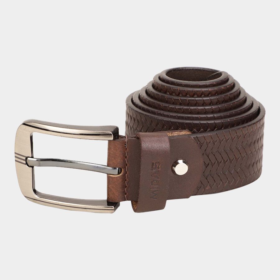 Men's Brown Leather Casual Belt, , large image number null