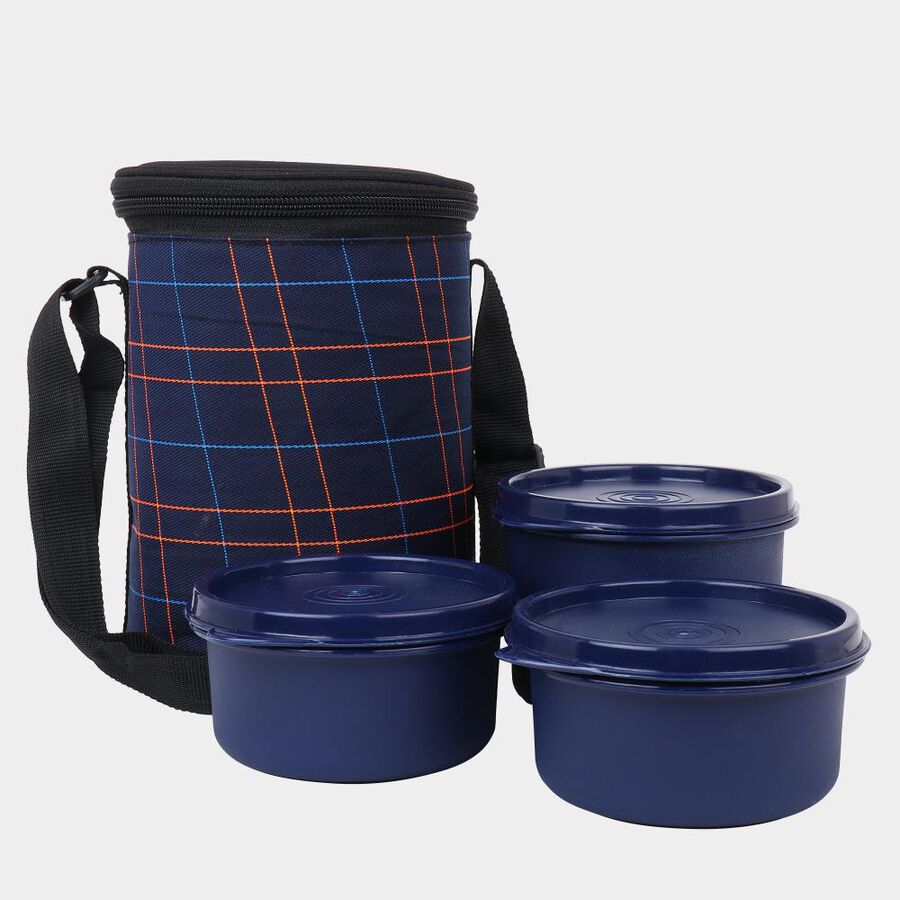 Steel Lunch Box, 3 Containers and 1 Bag, , large image number null