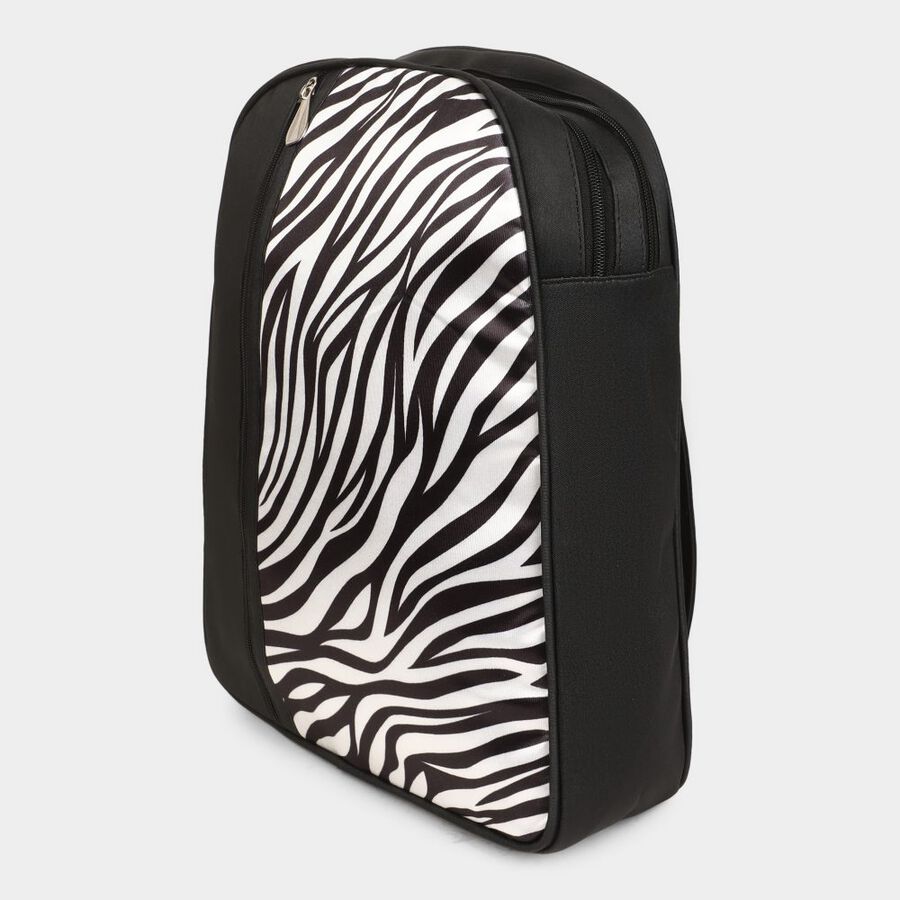 Women's Black Polyurethane Backpack, , large image number null