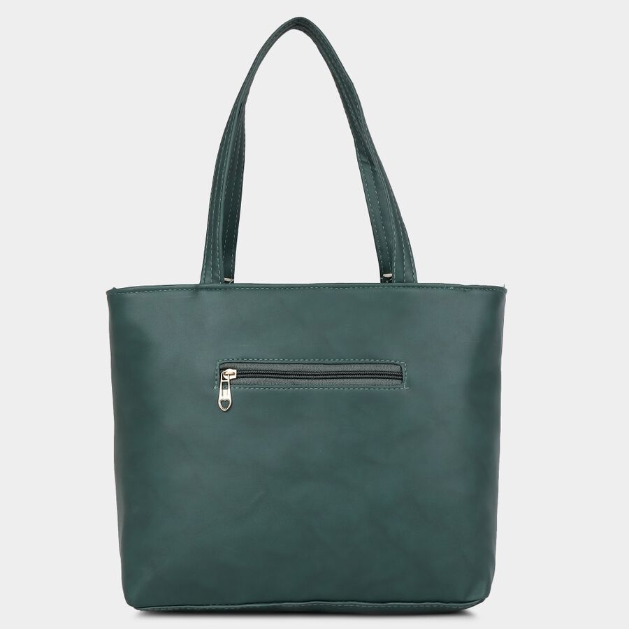 Women's Dark Green Polyurethane Tote Bag, , large image number null