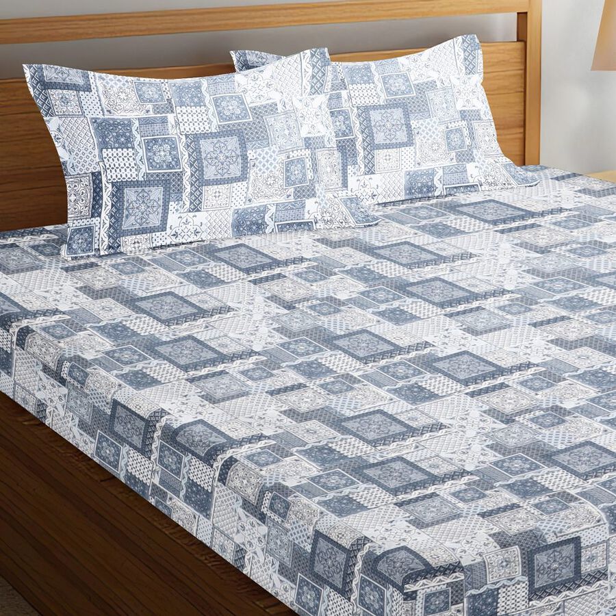 110 GSMLight Grey Microfiber Double Bedsheet With Pillow Cover, , large image number null