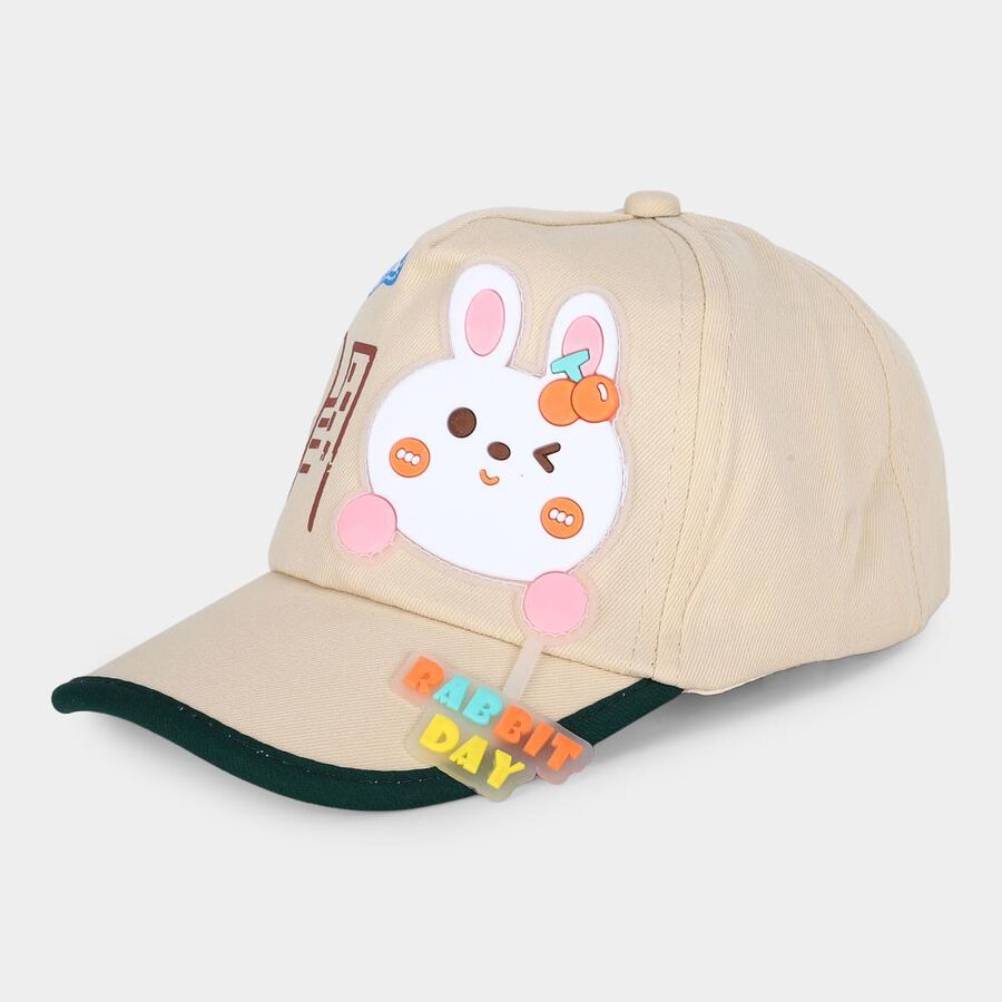 Kid's Beige Fabric Cap, , large