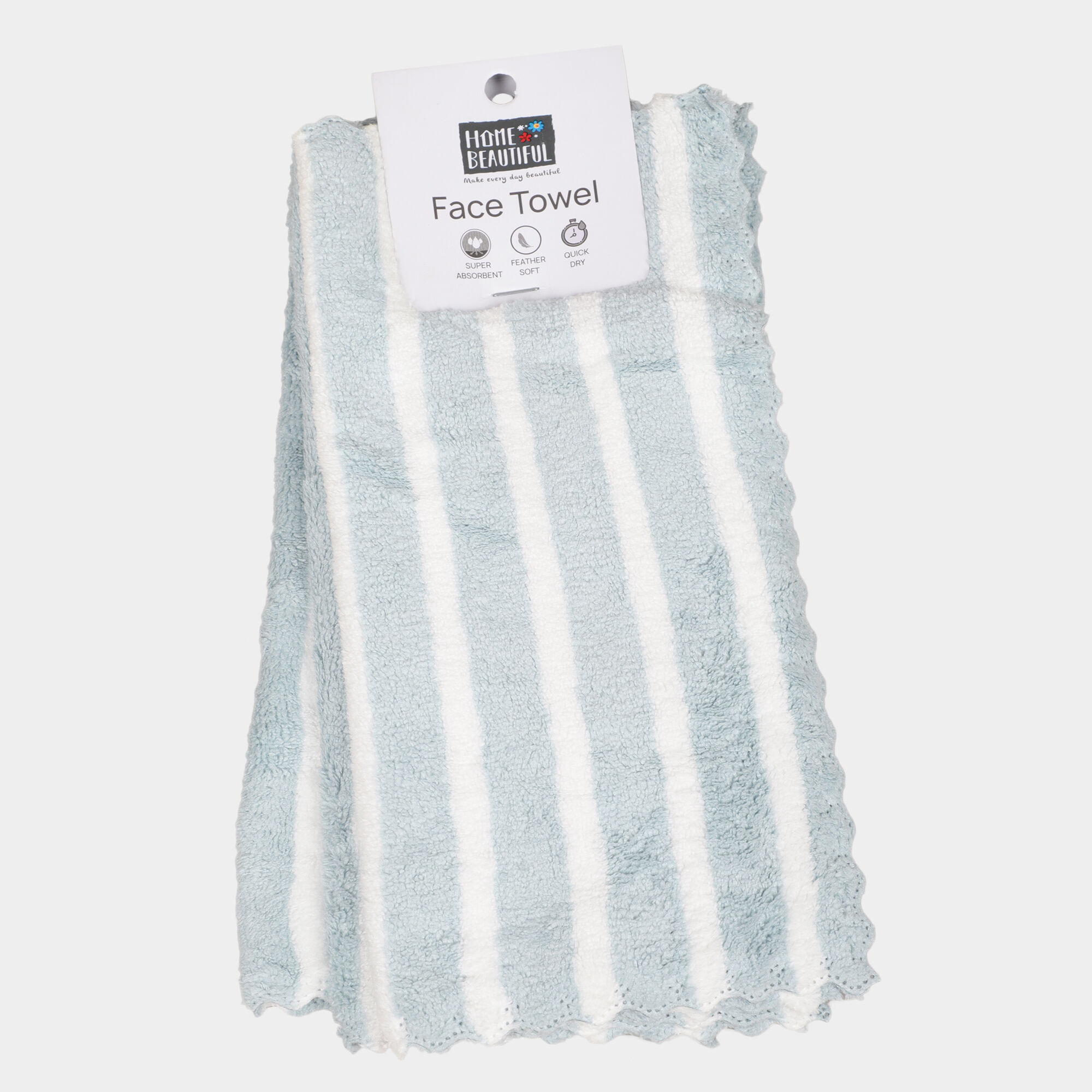 Home Beautiful                         220 GSM Blue Microfiber Face Towel