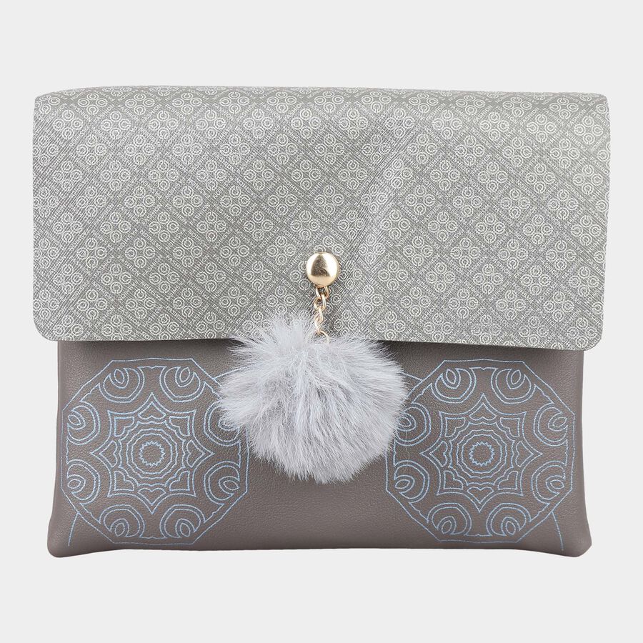 Women's Grey Polyurethane Sling Bag, , large image number null