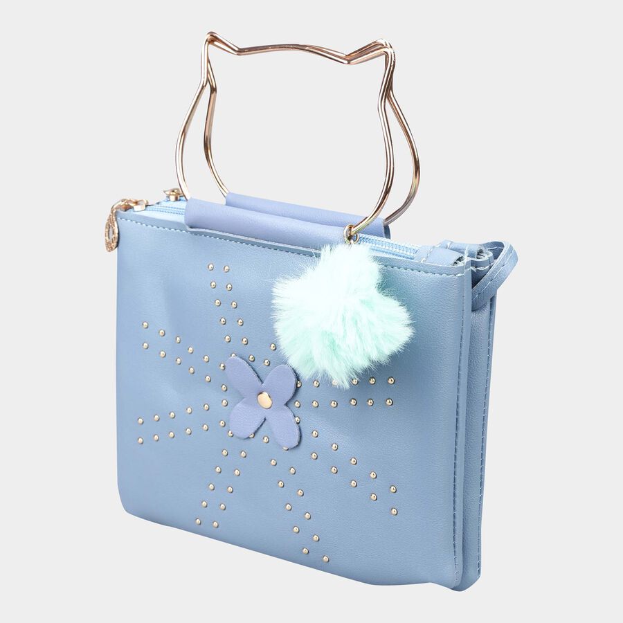 Women's Blue Polyurethane Hand Pouch, , large image number null