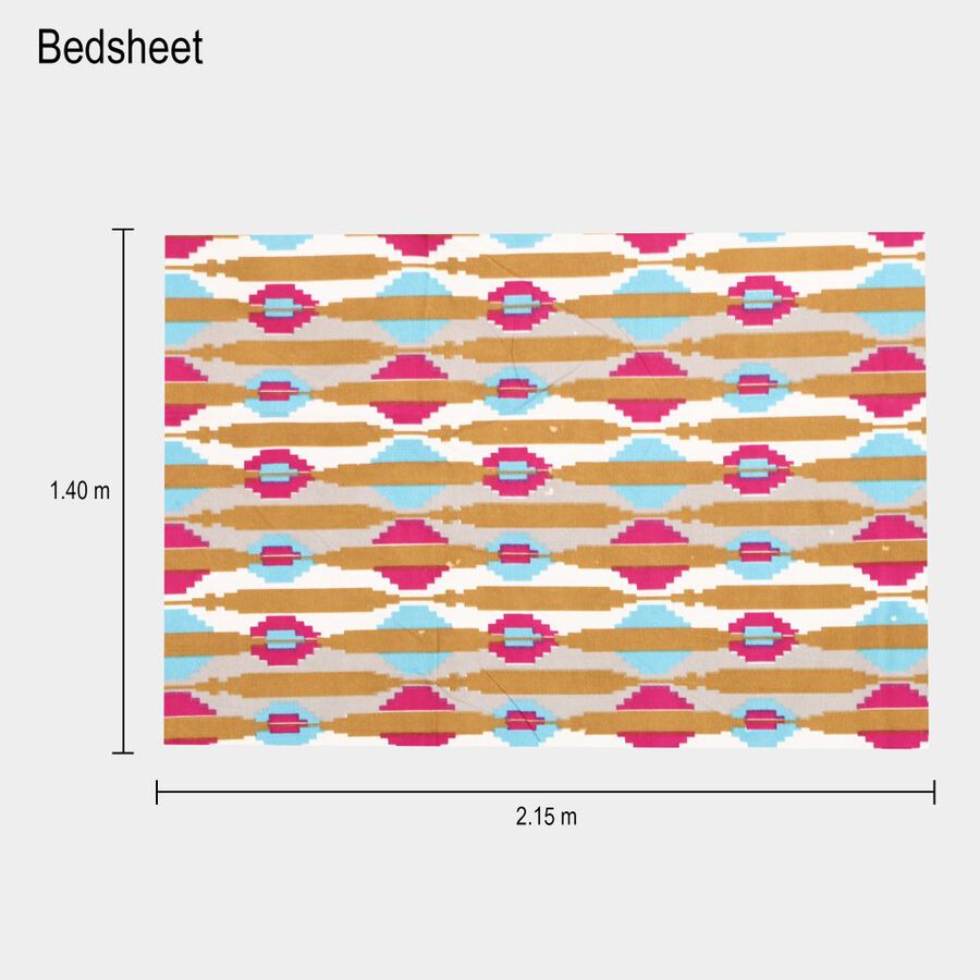 Multicolor Geometric Printed Single Bedsheet, , large